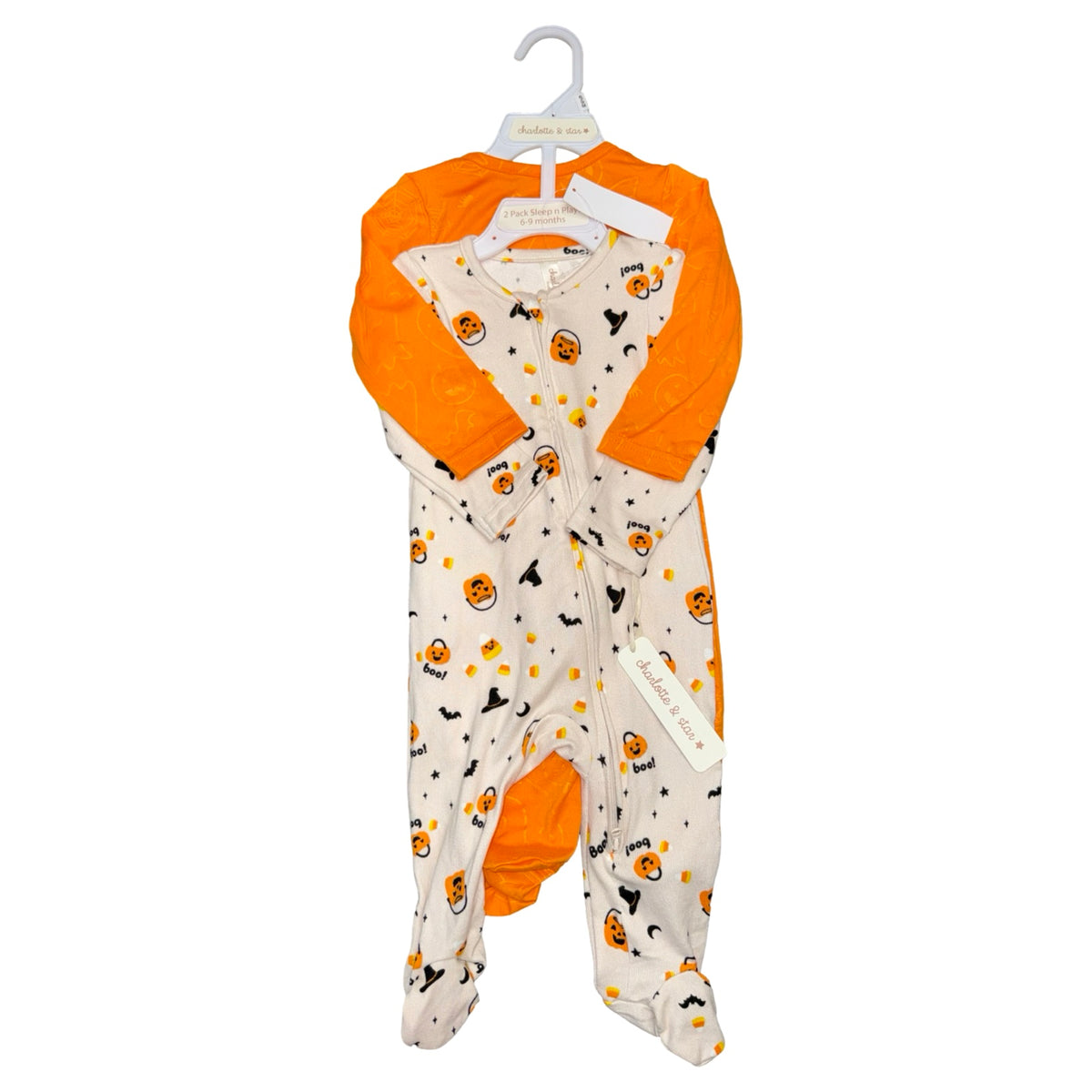 NWT Halloween 2pc sleeper set by Charlotte & Star size 6-9m
