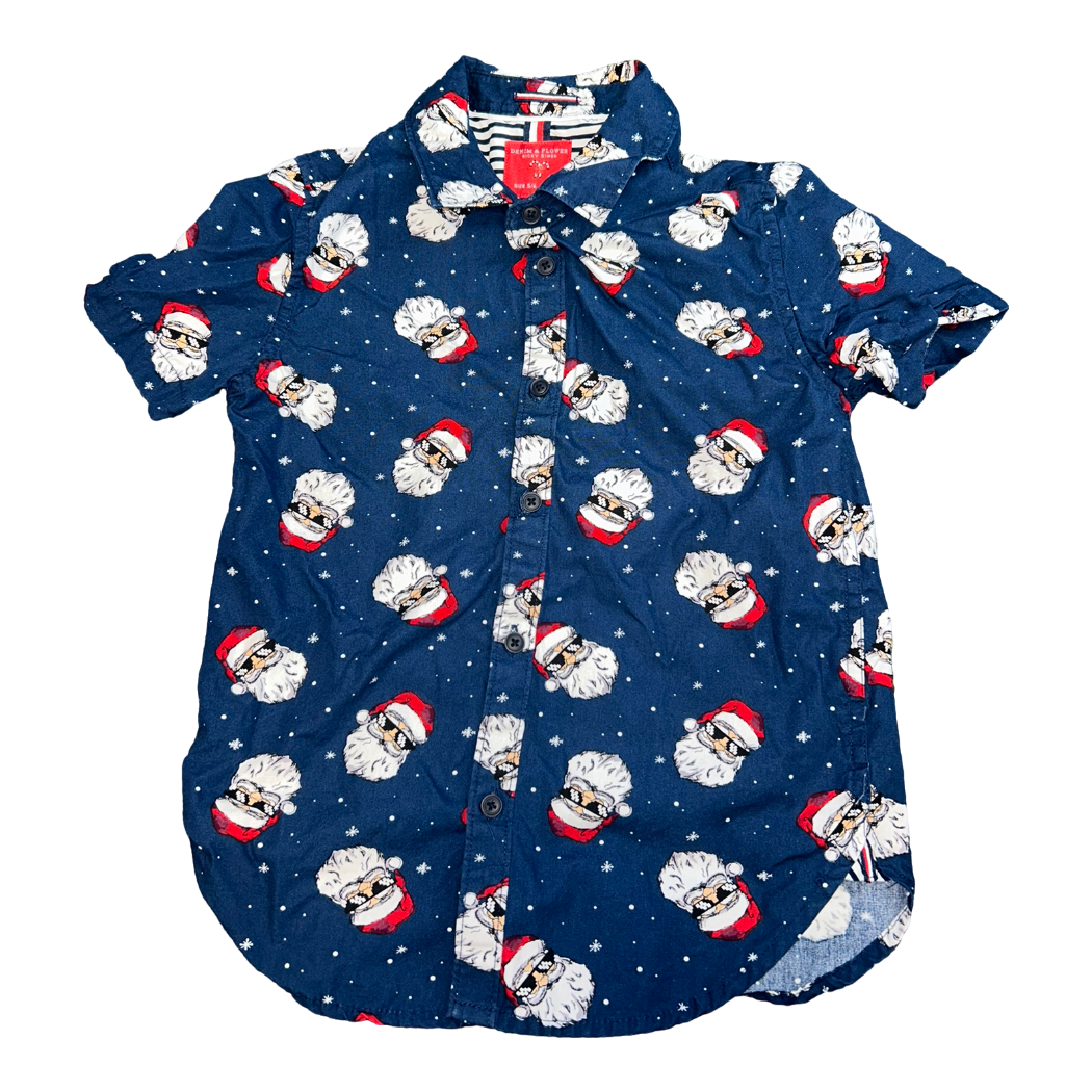 Short sleeve holiday button up by Denim and Flower size 5-6