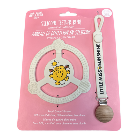 NWT Silicone teether ring with detachable clip