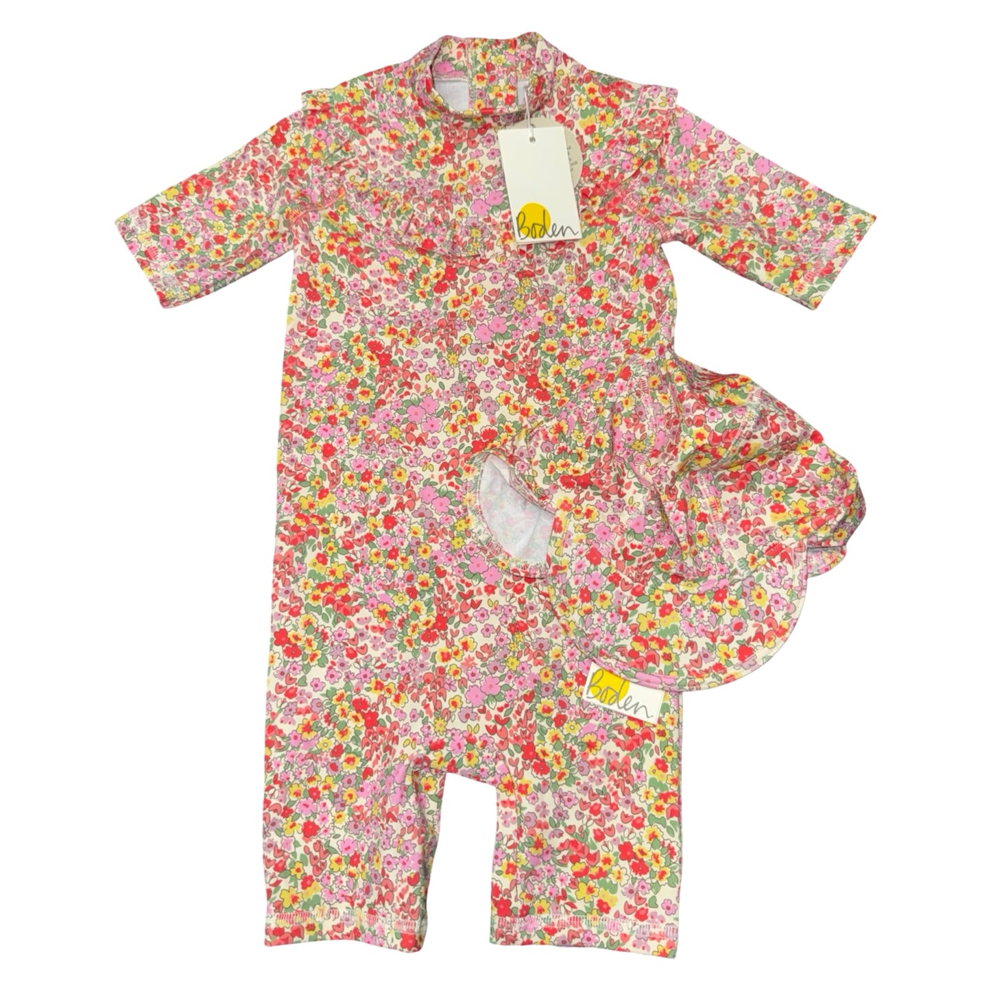 NWT Swimsuit with hat by Baby Boden size 3-6m