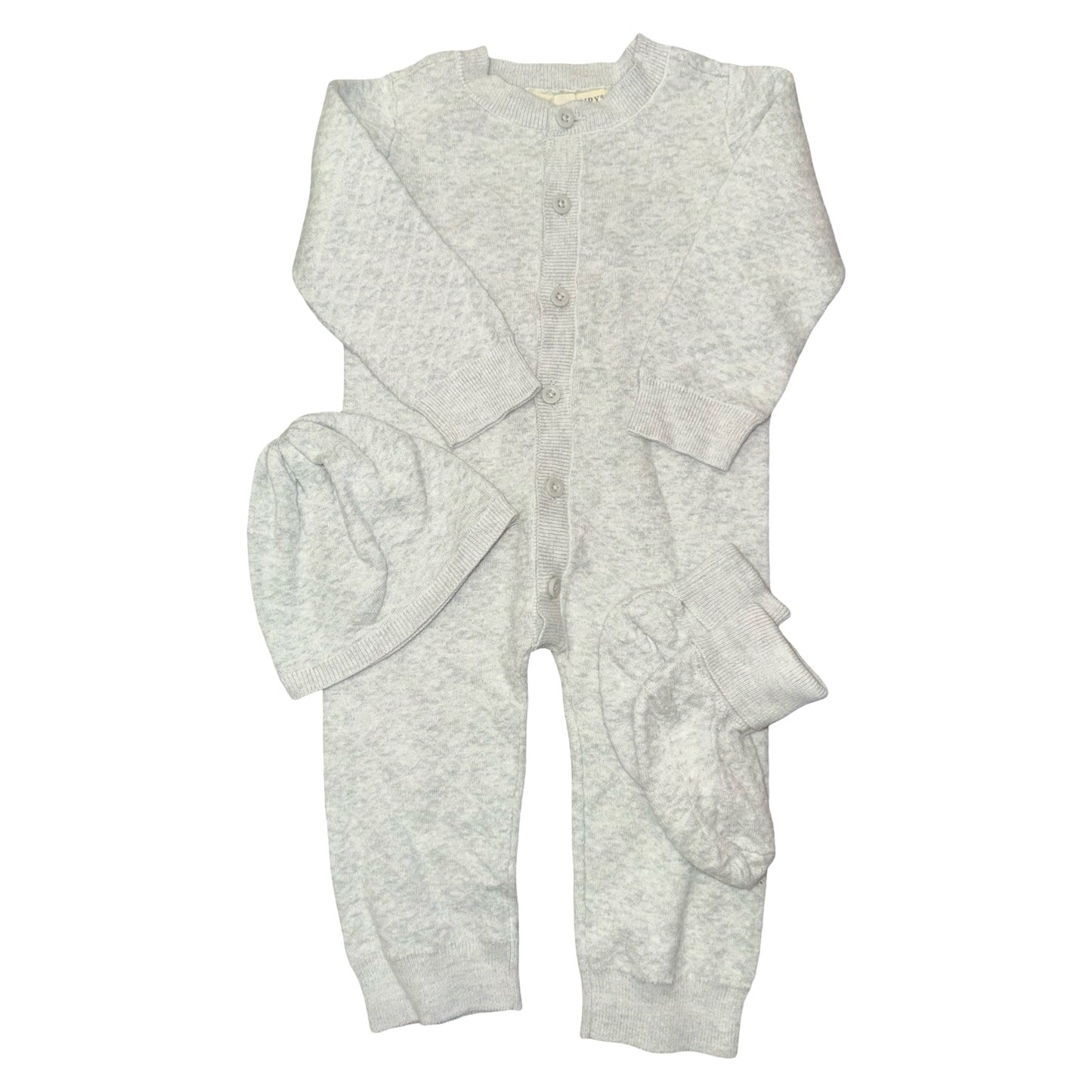 Knit sleeper by Hope & Henry size 12-18m with hat and booties
