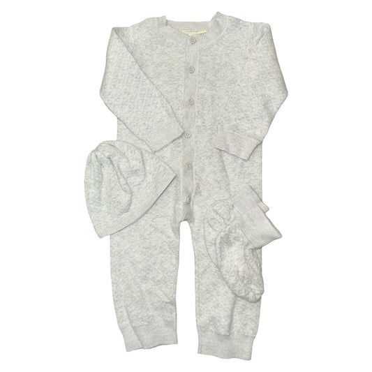 Knit sleeper by Hope & Henry size 12-18m with hat and booties