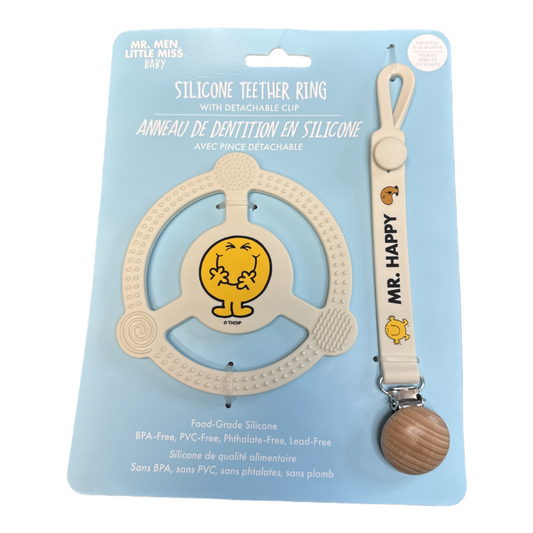 NWT Silicone teether ring with detachable clip